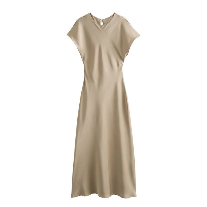 Damen Elegantes Maxikleid mit V-Ausschnitt und fließendem Schnitt Drune