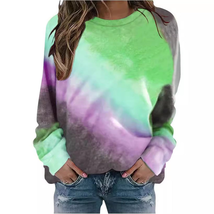 Damen Oversize Batik Sweatshirt mit Rundhalsausschnitt und weichen Rippbündchen Drune