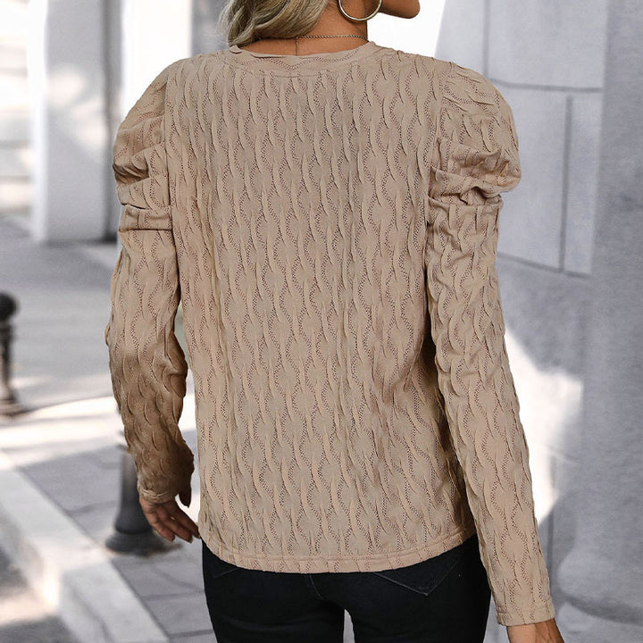Damen Elegante Strickbluse mit Rüschendetails Drune