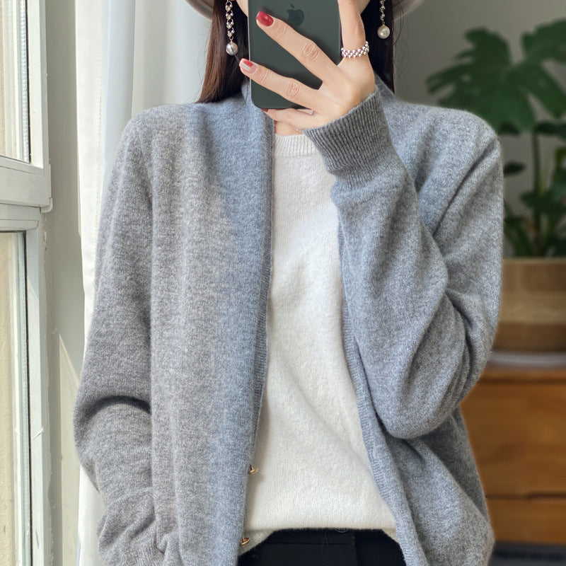 Damen Offener Feinstrick-Cardigan im Mohair‑Look mit geradem Saum und schmalen Bündchen Drune