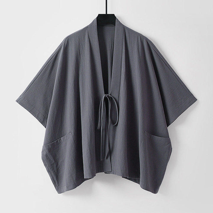Damen Oversize Kimono-Cardigan mit Bindeband und aufgesetzten Taschen Drune