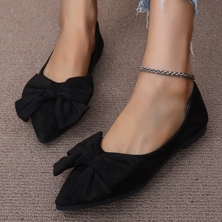 Damen nan spitze Ballerina-Slipper mit dekorativer Schleife und gepolstertem Komfortfußbett Drune
