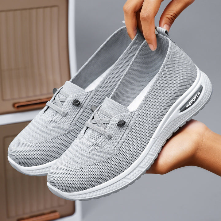 Damen nan gestrickter Slip-On-Loafer-Sneaker mit luftgepolsterter EVA-Zwischensohle und rutschfester Gummilaufsohle Drune