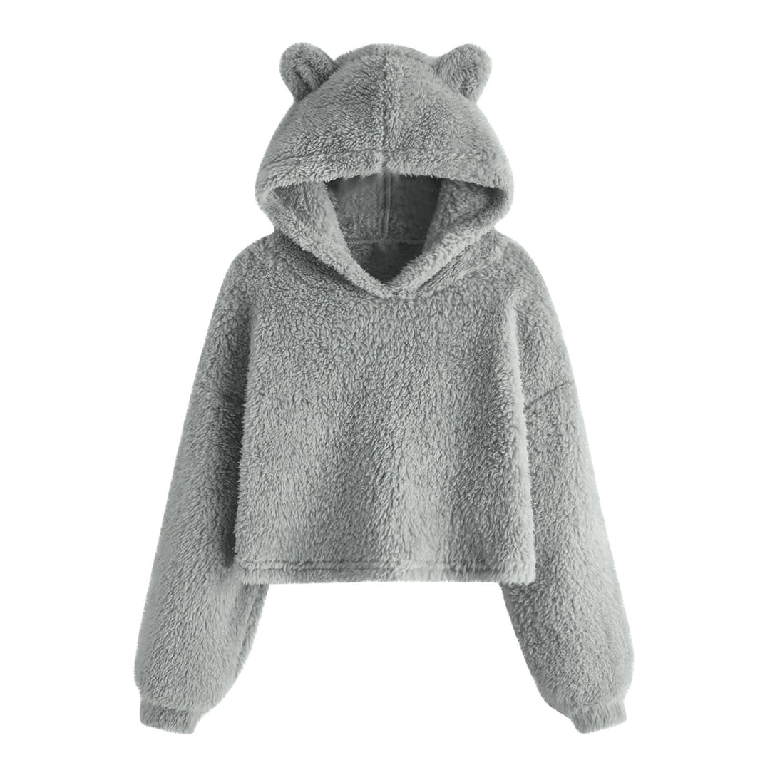 Damen Kuscheliger Fleece Hoodie mit Bärenohren Drune