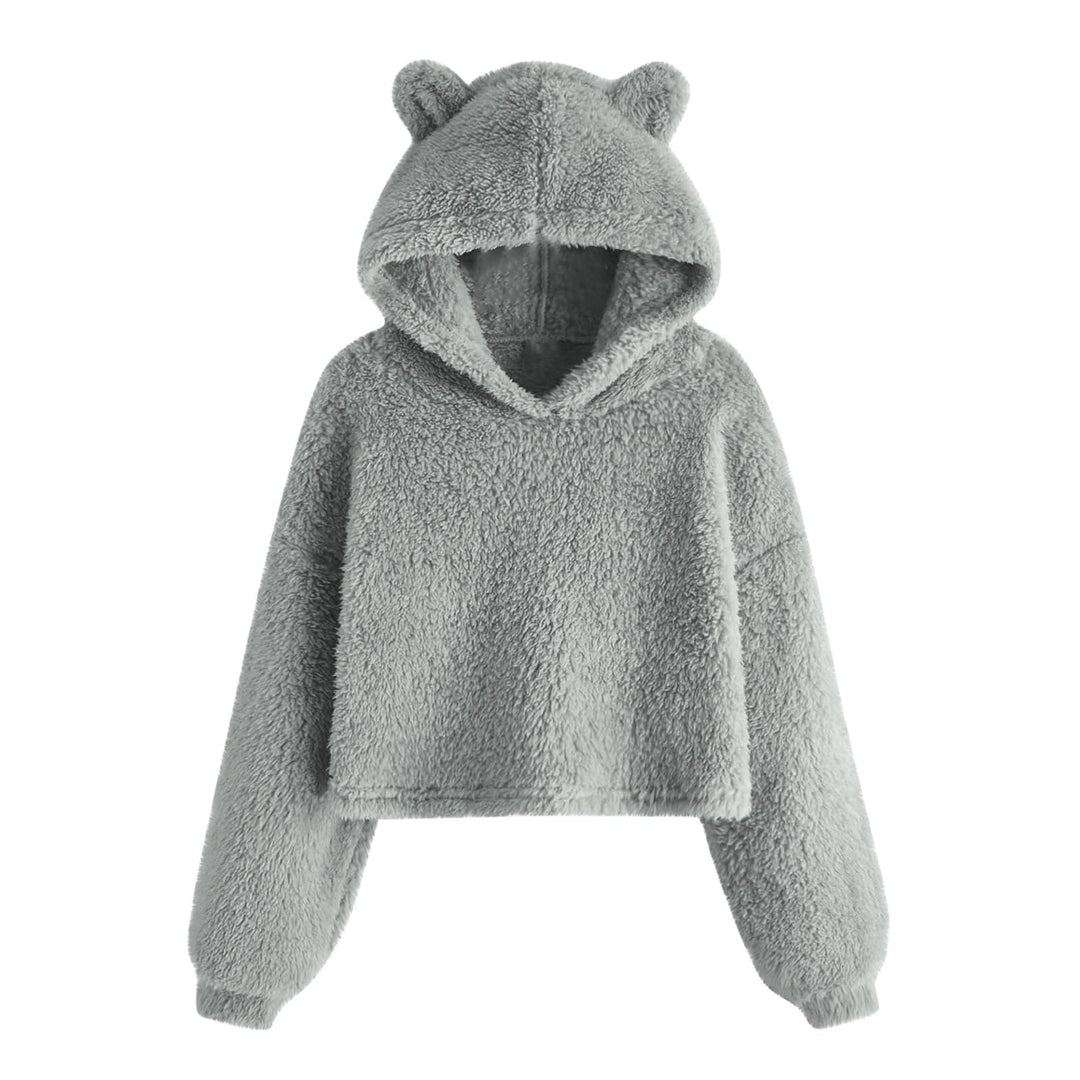 Damen Kuscheliger Fleece Hoodie mit Bärenohren Drune