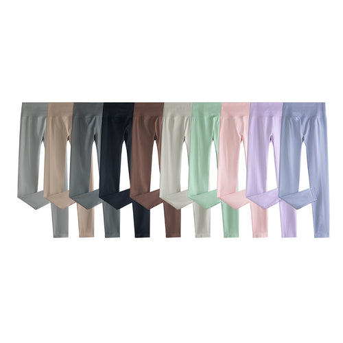 Damen Nahtlose High-Waist Leggings mit breitem Komfortbund Drune