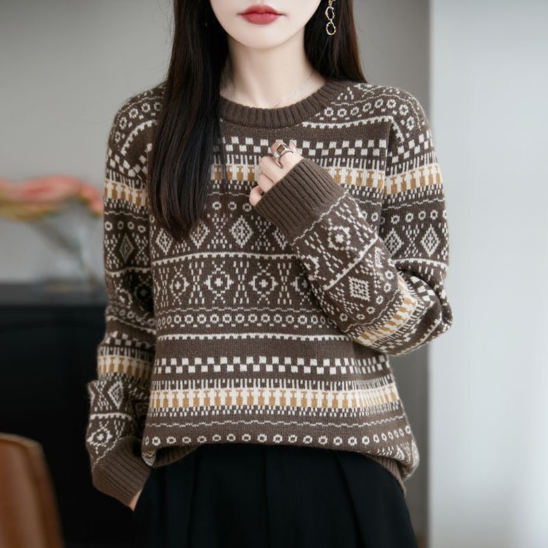 Damen Gemusterter Strickpullover Drune