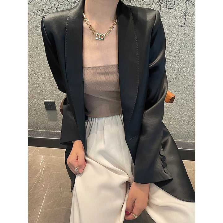Damen Eleganter, taillierter Satinblazer Drune