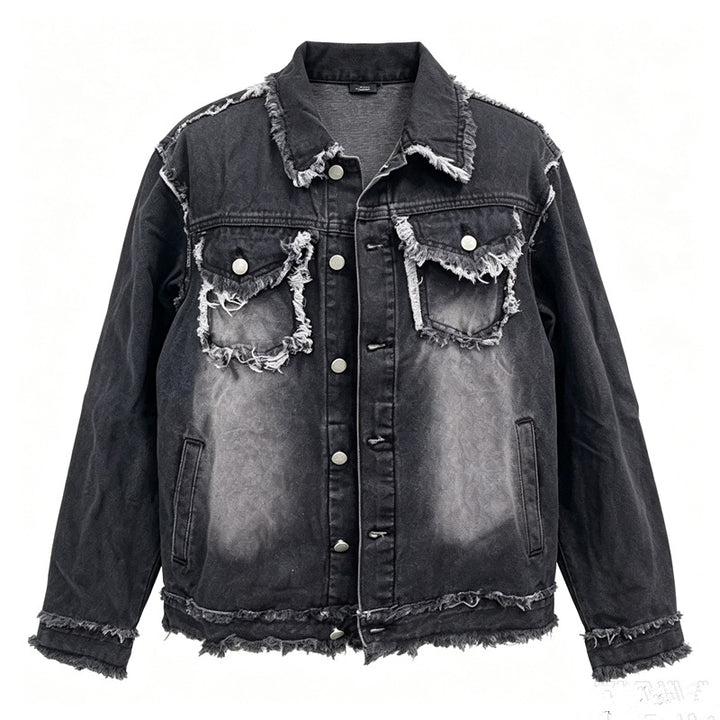 Herren Modische Jeansjacke mit Fransen Drune