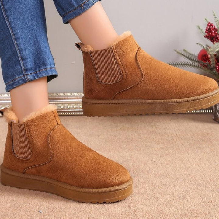Damen Gefütterte Chelsea-Stiefelette aus Wildlederoptik mit elastischem Einsatz und Profilsohle Drune