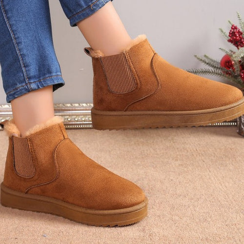 Damen Gefütterte Chelsea-Stiefelette aus Wildlederoptik mit elastischem Einsatz und Profilsohle Drune