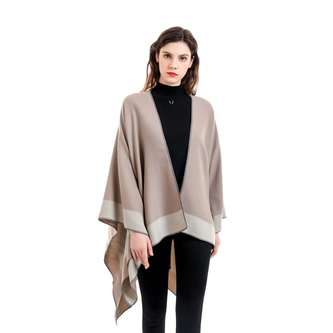 Damen Wendbarer Poncho-Cape aus Kaschmir-Mix mit Oversize-Schnitt Drune