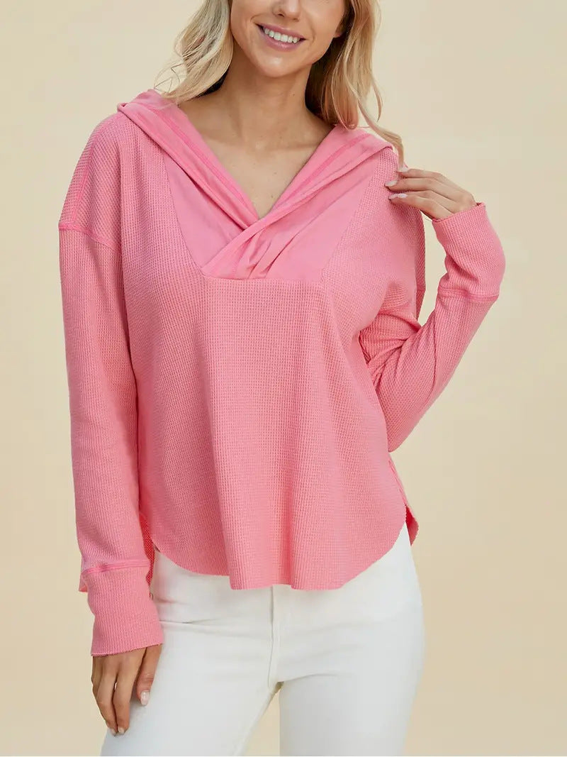 Damen Freizeit Hoodie mit raffiniertem Ausschnitt Drune