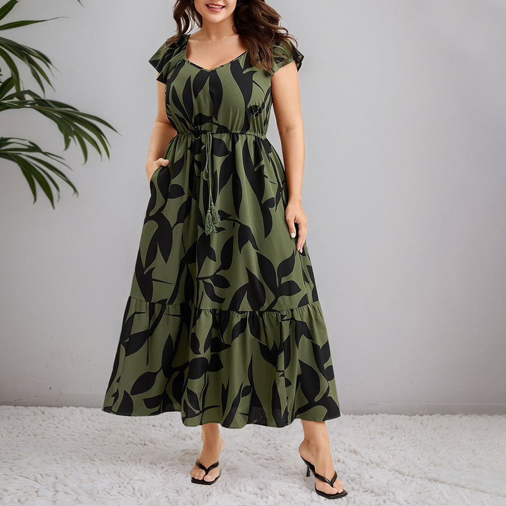 Damen Maxikleid mit floralem Muster und taillierter Silhouette Drune