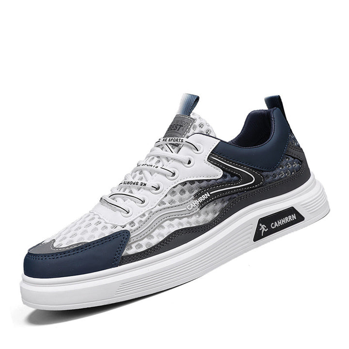 Herren atmungsaktive Wabenmesh-Street-Sneaker mit PU-Overlays, verstärkter Zehenkappe und profiliertem Gummirand Drune