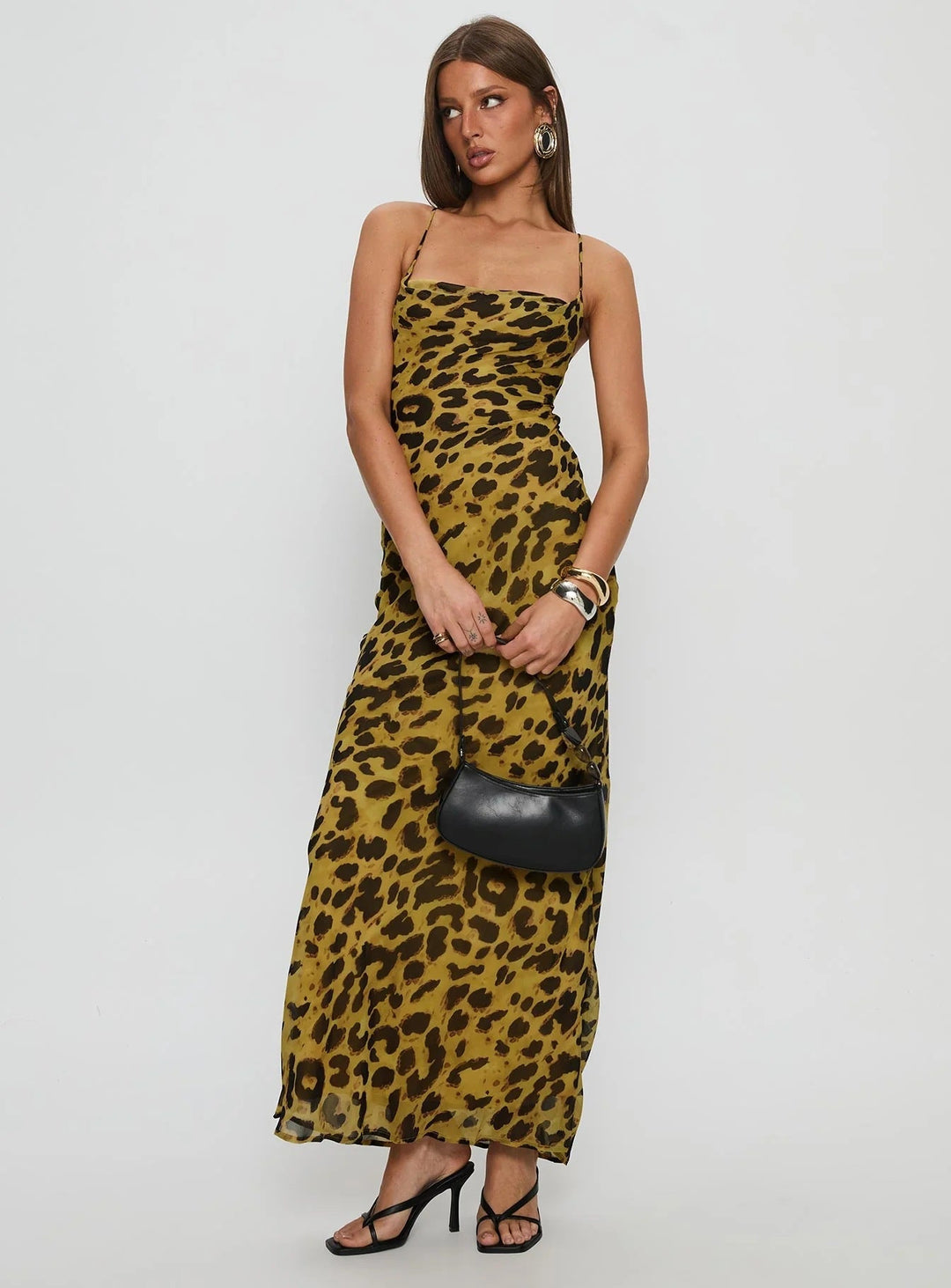 Damen Elegantes Abendkleid mit floralem Spitzenmuster und Spaghettiträgern Drune
