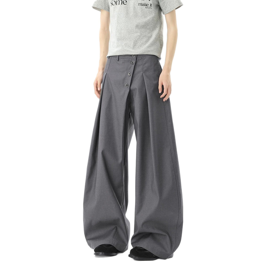 Damen Modische Weitgeschnittene Hose mit Knopfdetails Drune