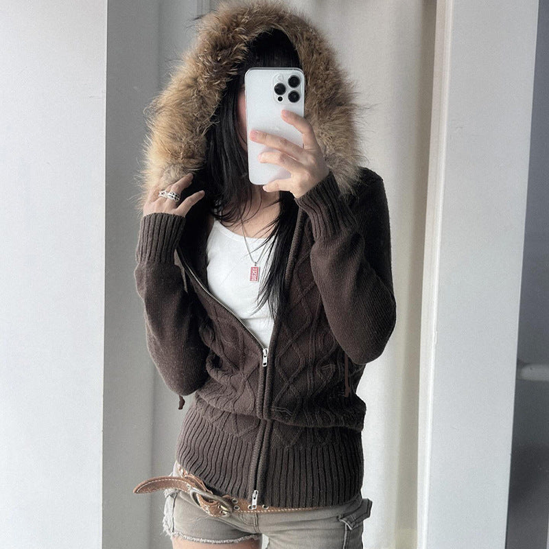 Damen nan taillierte Bomberjacke mit breitem Rippenbund, zwei Schrägtaschen und dekorativen Reißverschluss-Details Drune