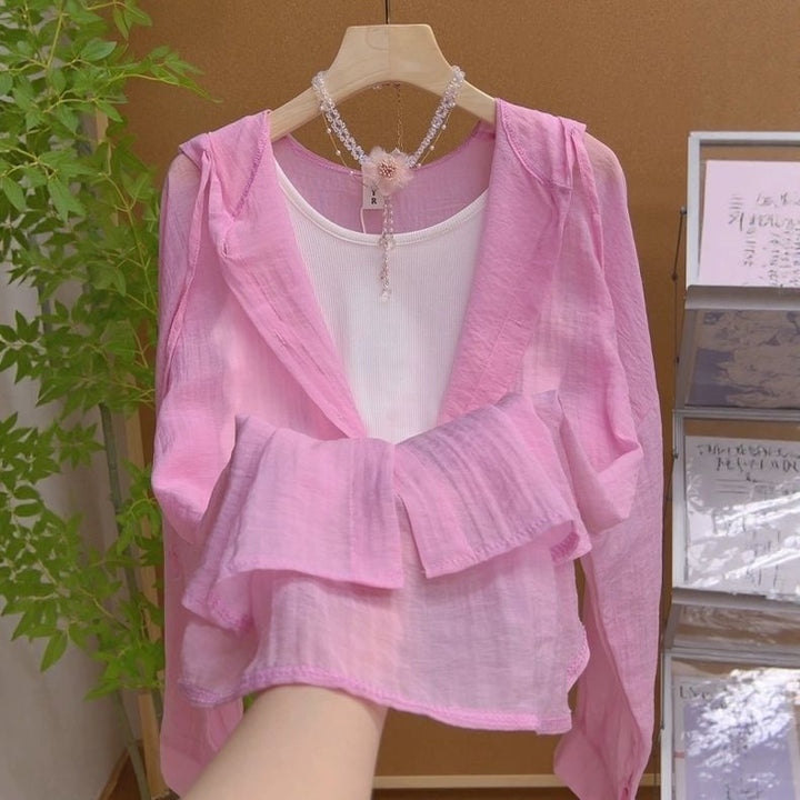 Damen leichte Sommerjacke mit Rüschendesign Drune