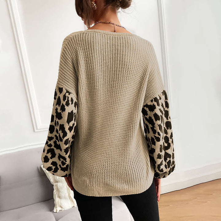 Damen Stylish Rippstrickpullover mit Karomuster Drune