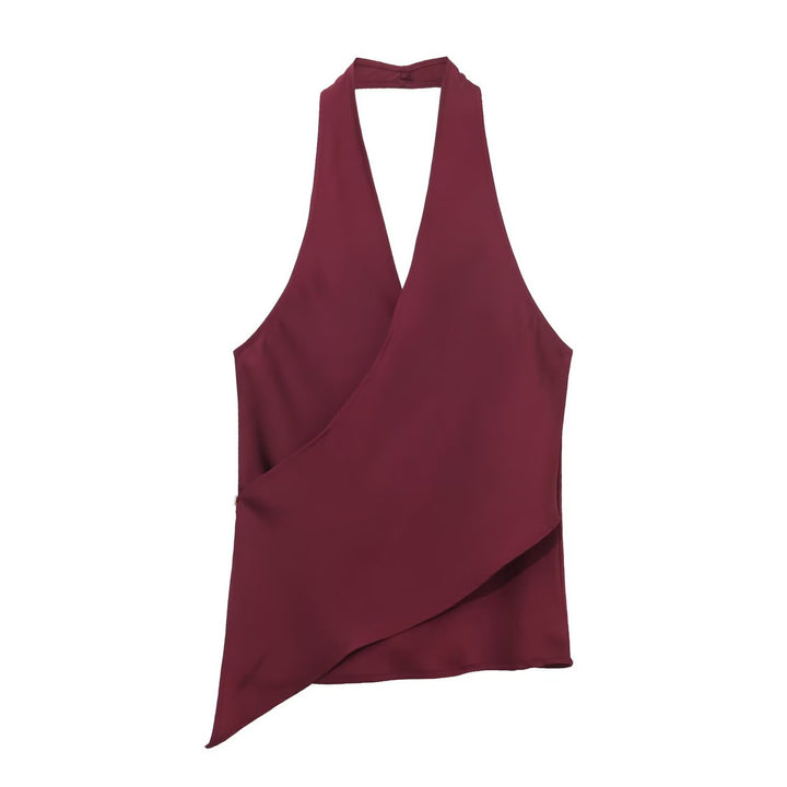 Damen elegantes Haltertop mit asymmetrischem Schnitt und schimmerndem Satinfinish Drune