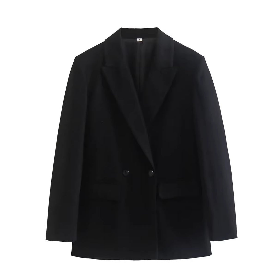 Damen stilvolle Blazerjacke mit doppelter Knopfleiste und breiten Revers Drune