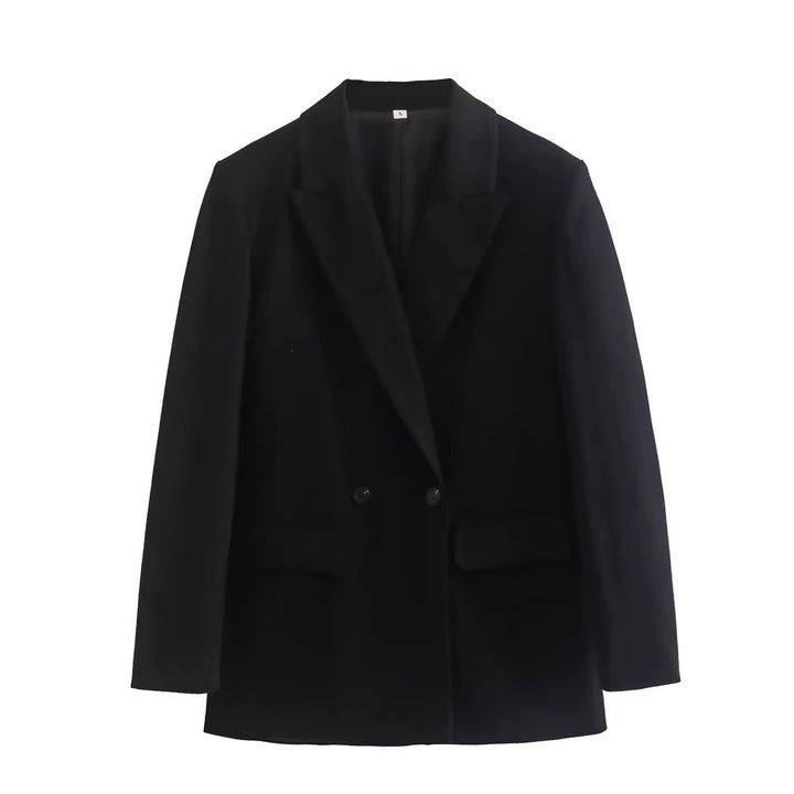 Damen stilvolle Blazerjacke mit doppelter Knopfleiste und breiten Revers Drune