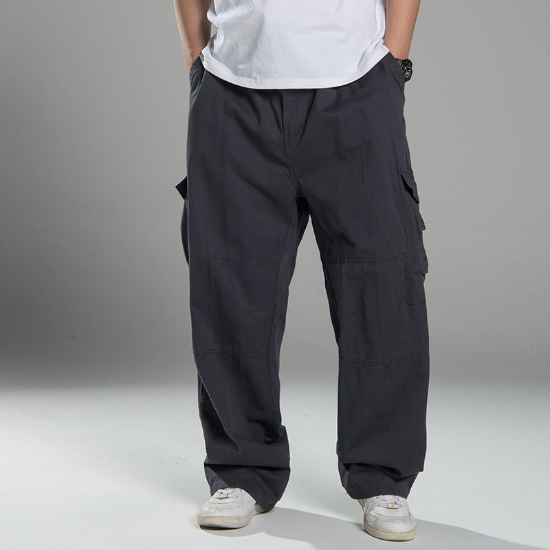 Herren Oversized Cargo-Hose mit weitem Bein, Mehrfach-Taschen und verstärkten Nähten Drune