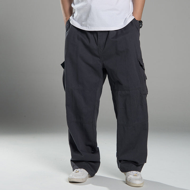 Herren Oversized Cargo-Hose mit weitem Bein, Mehrfach-Taschen und verstärkten Nähten Drune