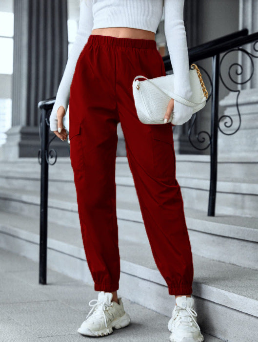 Damen Cargo-Hose im sportiven Design mit elastischem Bund und praktischen Taschen Drune