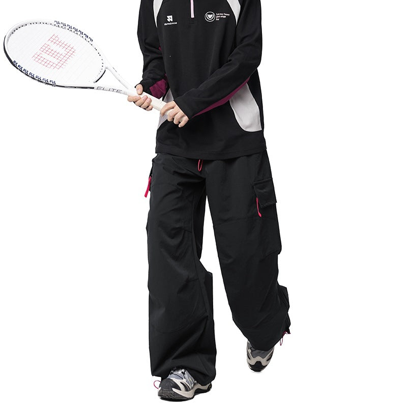 Herren Weite Funktions-Nylonhose mit Tunnelzugbund, Utility-Taschen & Baggy-Silhouette Drune