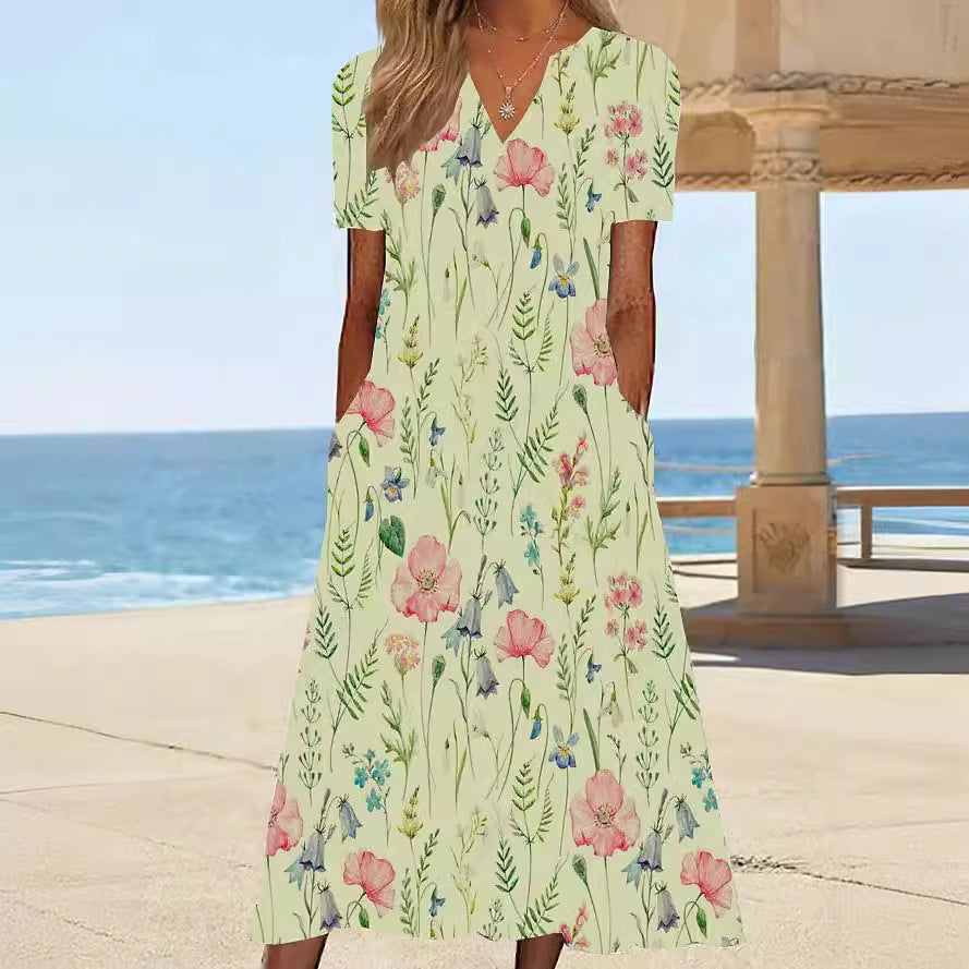 Damen Blumengemusterte Sommerkleid mit Taschen Drune