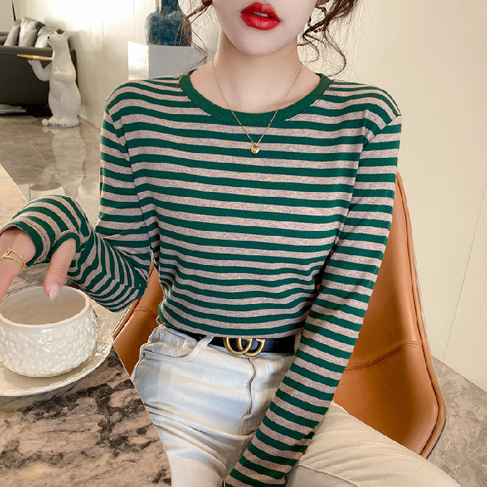 Damen Langarm-Shirt mit maritimem Streifenmuster Drune