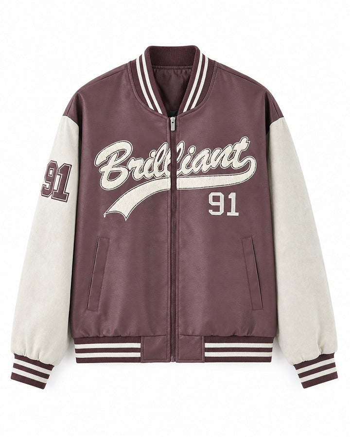 Herren Varsity-Bomberjacke im Letterman‑Stil mit Chenille‑Applikationen Drune