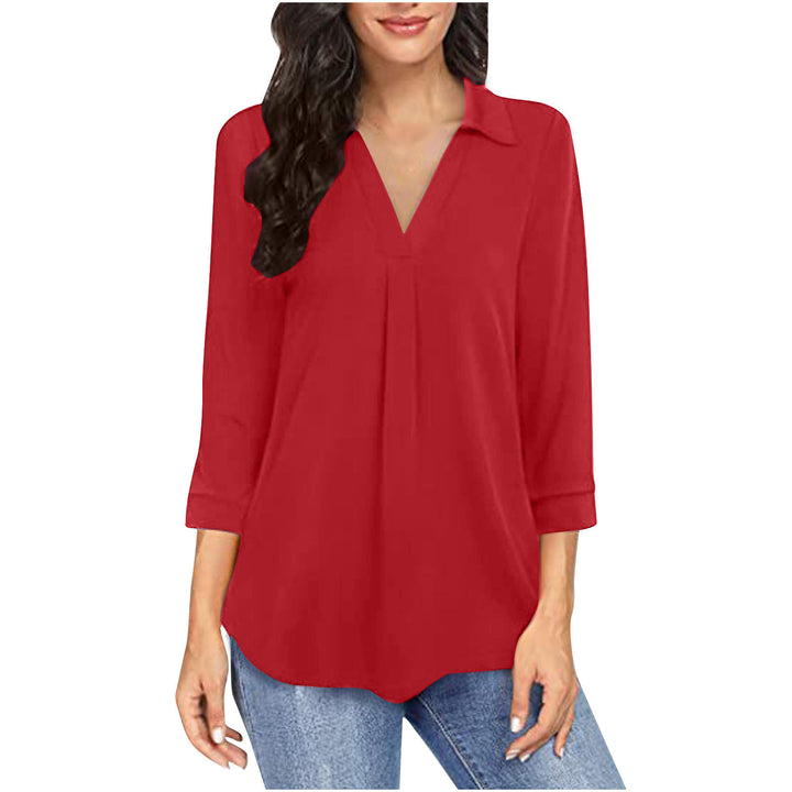 Damen Bluse mit modernem V-Ausschnitt und eleganter Faltenlegung Drune