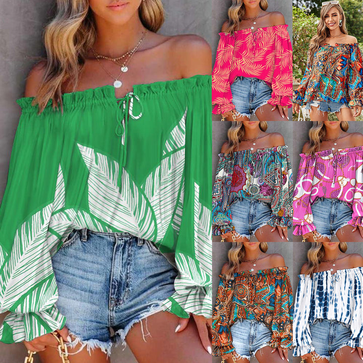 Damen Off-Shoulder Batik Bluse Drune