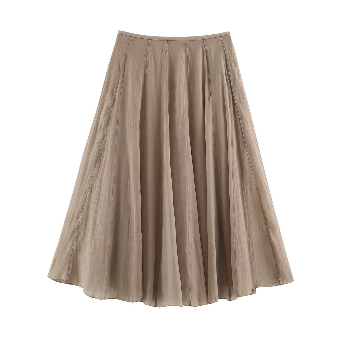 Damen Langer Plissee Maxirock mit Chiffonlage und seitlichem Reißverschluss Drune