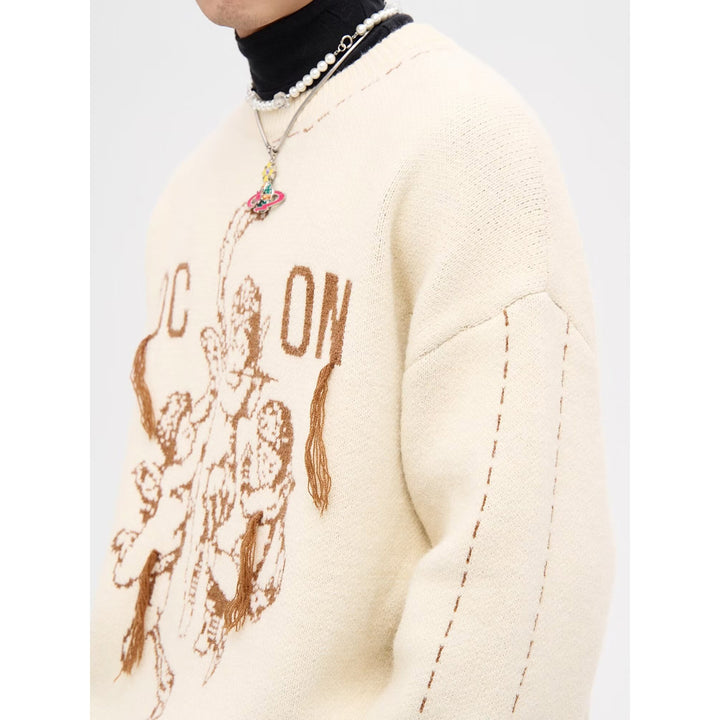 Herren Modischer Grobstrickpullover mit grafischem Motiv Drune