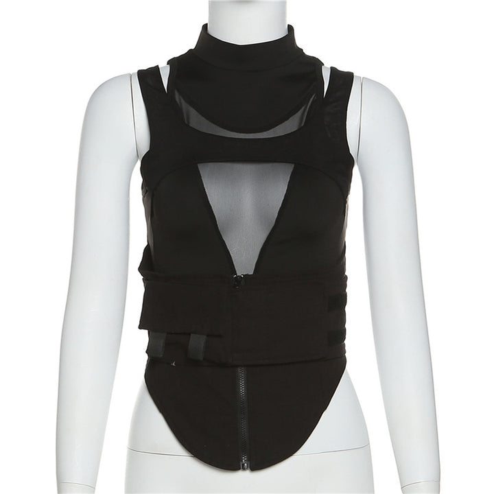 Damen Sportliches Tanktop mit innovativem hochgeschlossenem Design und verstellbaren Riemen Drune