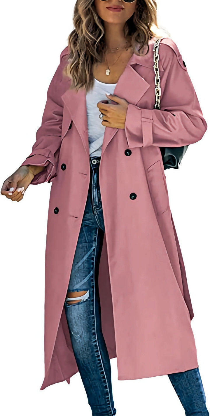 Damen Eleganter Trenchcoat im Oversize-Stil mit Taillengürtel Drune