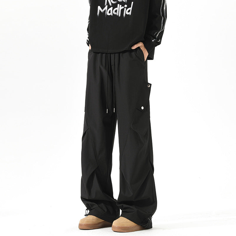 Damen Modische Cargo-Hose mit weitem Schnitt und elastischem Bund Drune