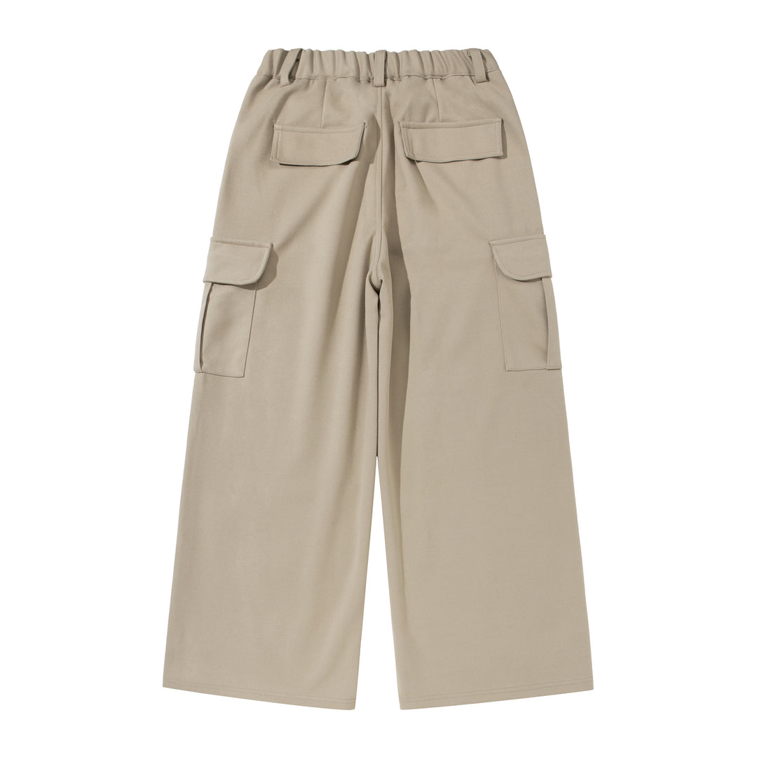 Damen Cropped Cargo-Hose mit weitem Bein und aufgesetzten Taschen Drune