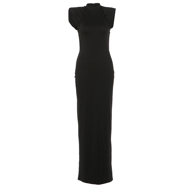 Damen Elegantes Maxikleid mit Schulterpolster und tailliertem Schnitt Drune