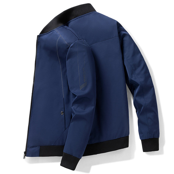 Herren Leichter winddichter Bomberblouson mit gerippten Bündchen und verdeckter Zip‑Front Drune