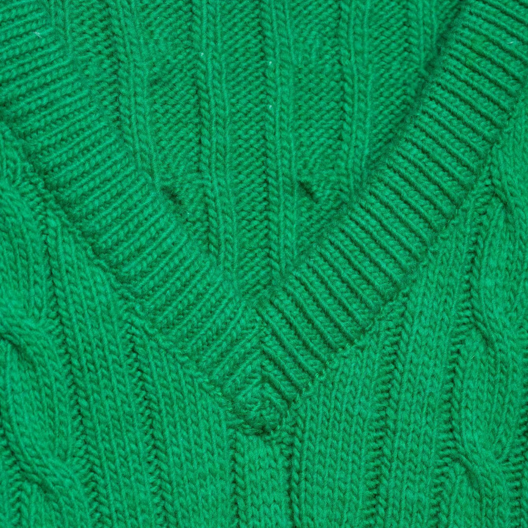 Damen Grobgestrickter V‑Ausschnitt Zopfstrickpullover mit Rippbündchen Drune