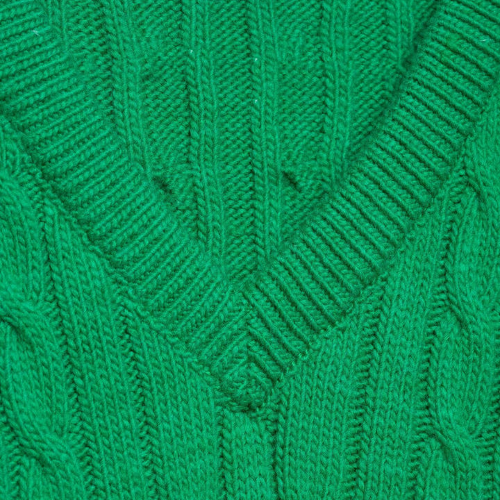Damen Grobgestrickter V‑Ausschnitt Zopfstrickpullover mit Rippbündchen Drune
