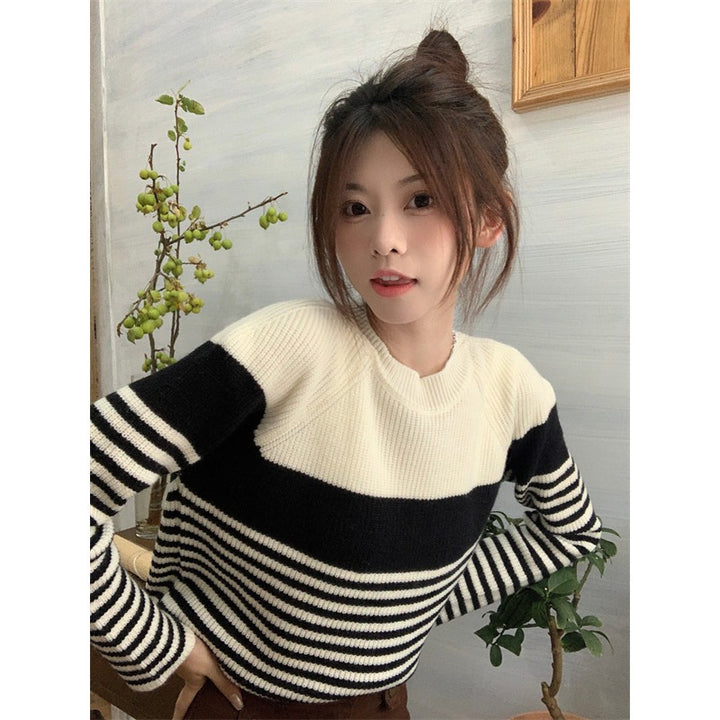 Damen lässiger gestreifter Pullover Drune