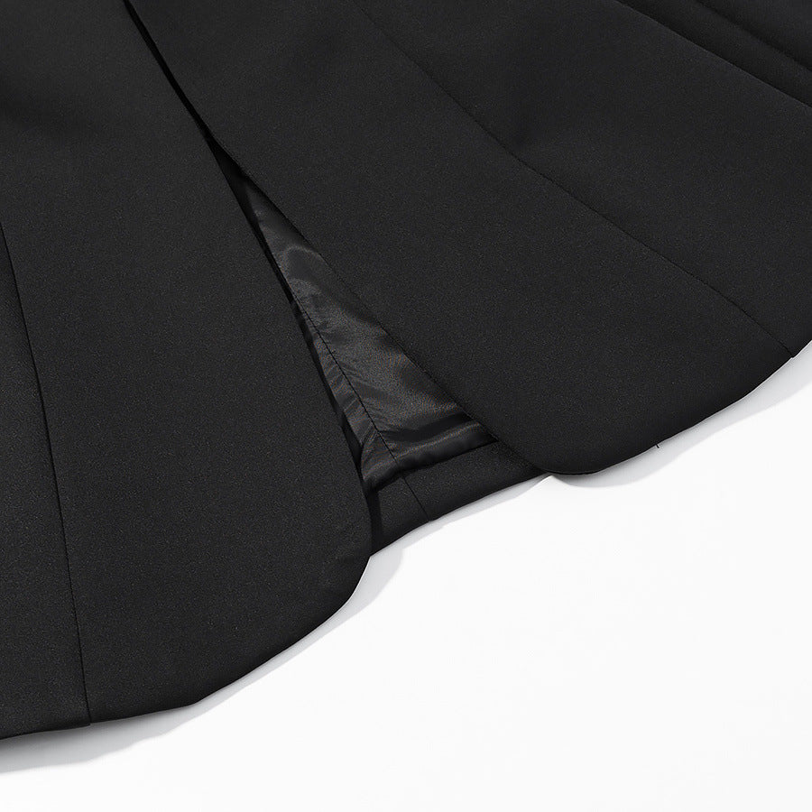 Herren Schmal geschnittener Sakko-Kurzblazer mit Stehkragen und minimalistischem Verschluss Drune