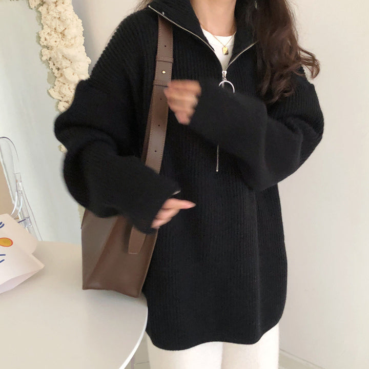 Damen Lässiger Pullover mit Reißverschluss Drune