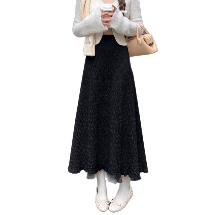 Damen Eleganter Maxirock mit strukturiertem Wellenmuster Drune